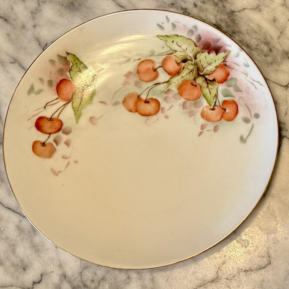6pc VTG Antique Gotham Austria Hand Painted Signed 6" Fruit Dessertā Plates Gold - Picture 4 of 13